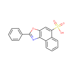 O=S(=O)(O)c1cc2oc(-c3ccccc3)nc2c2ccccc12 ZINC000005516877