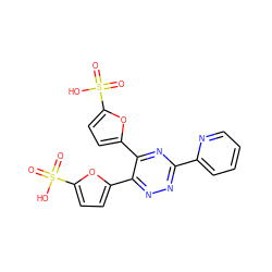 O=S(=O)(O)c1ccc(-c2nnc(-c3ccccn3)nc2-c2ccc(S(=O)(=O)O)o2)o1 ZINC000001607791