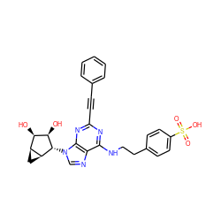 O=S(=O)(O)c1ccc(CCNc2nc(C#Cc3ccccc3)nc3c2ncn3[C@H]2[C@H](O)[C@H](O)[C@@H]3C[C@@H]32)cc1 ZINC000096273097