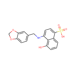 O=S(=O)(O)c1ccc(NCc2ccc3c(c2)OCO3)c2c(O)cccc12 ZINC000063539376