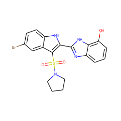 O=S(=O)(c1c(-c2nc3cccc(O)c3[nH]2)[nH]c2ccc(Br)cc12)N1CCCC1 ZINC000029039022