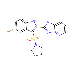 O=S(=O)(c1c(-c2nc3ncccc3[nH]2)[nH]c2ccc(Br)cc12)N1CCCC1 ZINC000029039032