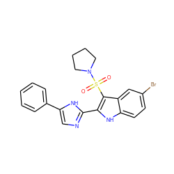 O=S(=O)(c1c(-c2ncc(-c3ccccc3)[nH]2)[nH]c2ccc(Br)cc12)N1CCCC1 ZINC000029039020