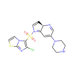 O=S(=O)(c1c(Cl)nc2sccn12)[N+]1=C2C=C(N3CCNCC3)C=N[C@@H]2C=C1 ZINC000101435821