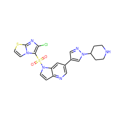 O=S(=O)(c1c(Cl)nc2sccn12)n1ccc2ncc(-c3cnn(C4CCNCC4)c3)cc21 ZINC000043013831