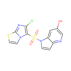 O=S(=O)(c1c(Cl)nc2sccn12)n1ccc2ncc(O)cc21 ZINC000043070161