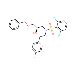 O=S(=O)(c1c(F)cccc1F)N(CCc1ccc(F)cc1)C[C@@H](O)COCc1ccccc1 ZINC000061931184