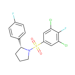 O=S(=O)(c1cc(Cl)c(F)c(Cl)c1)N1CCC[C@@H]1c1ccc(F)cc1 ZINC000653777897