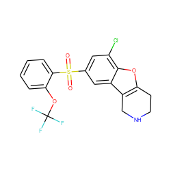 O=S(=O)(c1cc(Cl)c2oc3c(c2c1)CNCC3)c1ccccc1OC(F)(F)F ZINC000147902863