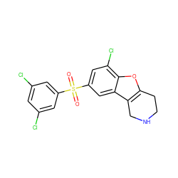 O=S(=O)(c1cc(Cl)cc(Cl)c1)c1cc(Cl)c2oc3c(c2c1)CNCC3 ZINC000147576328