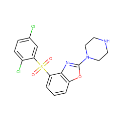 O=S(=O)(c1cc(Cl)ccc1Cl)c1cccc2oc(N3CCNCC3)nc12 ZINC000040393230