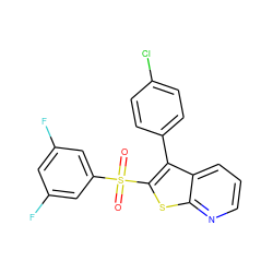 O=S(=O)(c1cc(F)cc(F)c1)c1sc2ncccc2c1-c1ccc(Cl)cc1 ZINC000149821481