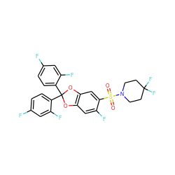 O=S(=O)(c1cc2c(cc1F)OC(c1ccc(F)cc1F)(c1ccc(F)cc1F)O2)N1CCC(F)(F)CC1 ZINC000029054716