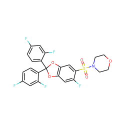 O=S(=O)(c1cc2c(cc1F)OC(c1ccc(F)cc1F)(c1ccc(F)cc1F)O2)N1CCOCC1 ZINC000029054868