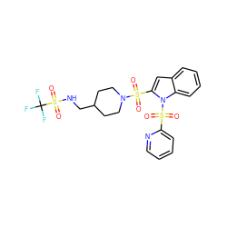 O=S(=O)(c1cc2ccccc2n1S(=O)(=O)c1ccccn1)N1CCC(CNS(=O)(=O)C(F)(F)F)CC1 ZINC000064527070