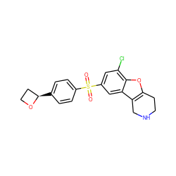 O=S(=O)(c1ccc([C@@H]2CCO2)cc1)c1cc(Cl)c2oc3c(c2c1)CNCC3 ZINC000147543498