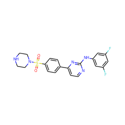 O=S(=O)(c1ccc(-c2ccnc(Nc3cc(F)cc(F)c3)n2)cc1)N1CCNCC1 ZINC000013588911