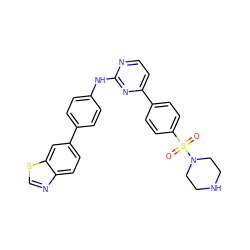 O=S(=O)(c1ccc(-c2ccnc(Nc3ccc(-c4ccc5ncsc5c4)cc3)n2)cc1)N1CCNCC1 ZINC000027331343