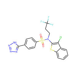 O=S(=O)(c1ccc(-c2nnn[nH]2)cc1)N(CCC(F)(F)F)c1sc2ccccc2c1Cl ZINC000115232870