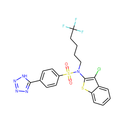 O=S(=O)(c1ccc(-c2nnn[nH]2)cc1)N(CCCCC(F)(F)F)c1sc2ccccc2c1Cl ZINC000115231426