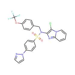 O=S(=O)(c1ccc(-n2cccn2)cc1)N(Cc1ccc(OC(F)(F)F)cc1)c1nc2ccccn2c1Cl ZINC000167647919