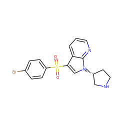 O=S(=O)(c1ccc(Br)cc1)c1cn([C@@H]2CCNC2)c2ncccc12 ZINC000028862192