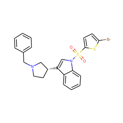 O=S(=O)(c1ccc(Br)s1)n1cc([C@@H]2CCN(Cc3ccccc3)C2)c2ccccc21 ZINC000028526553