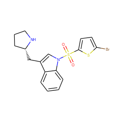 O=S(=O)(c1ccc(Br)s1)n1cc(C[C@@H]2CCCN2)c2ccccc21 ZINC000028524815