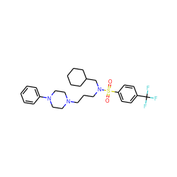 O=S(=O)(c1ccc(C(F)(F)F)cc1)N(CCCN1CCN(c2ccccc2)CC1)CC1CCCCC1 ZINC000045370326