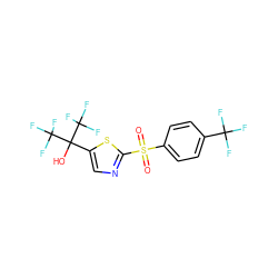 O=S(=O)(c1ccc(C(F)(F)F)cc1)c1ncc(C(O)(C(F)(F)F)C(F)(F)F)s1 ZINC000064539757