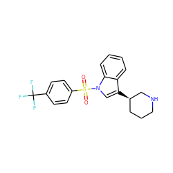 O=S(=O)(c1ccc(C(F)(F)F)cc1)n1cc([C@@H]2CCCNC2)c2ccccc21 ZINC000028527034