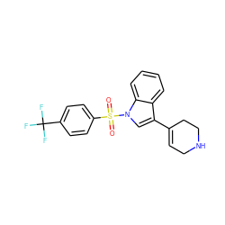 O=S(=O)(c1ccc(C(F)(F)F)cc1)n1cc(C2=CCNCC2)c2ccccc21 ZINC000028129910