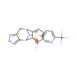 O=S(=O)(c1ccc(C(F)(F)F)nc1)N1[C@H]2c3c[nH]nc3C[C@@H]1c1cccc(F)c12 ZINC000096906454