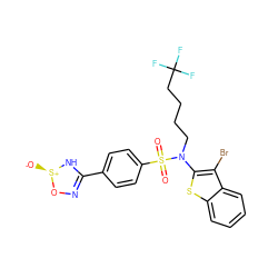 O=S(=O)(c1ccc(C2=NO[S@@+]([O-])N2)cc1)N(CCCCC(F)(F)F)c1sc2ccccc2c1Br ZINC000115231774