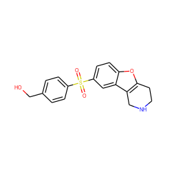 O=S(=O)(c1ccc(CO)cc1)c1ccc2oc3c(c2c1)CNCC3 ZINC000147469874