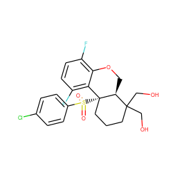 O=S(=O)(c1ccc(Cl)cc1)[C@@]12CCCC(CO)(CO)[C@@H]1COc1c(F)ccc(F)c12 ZINC000473146756