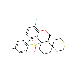 O=S(=O)(c1ccc(Cl)cc1)[C@@]12CCCC3(CCSCC3)[C@@H]1COc1c(F)ccc(F)c12 ZINC000145636500