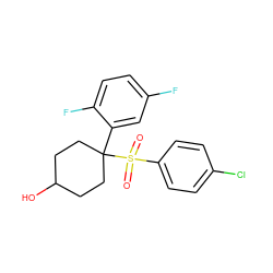 O=S(=O)(c1ccc(Cl)cc1)C1(c2cc(F)ccc2F)CCC(O)CC1 ZINC000028522292