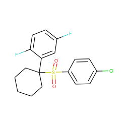 O=S(=O)(c1ccc(Cl)cc1)C1(c2cc(F)ccc2F)CCCCC1 ZINC000028521069