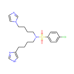 O=S(=O)(c1ccc(Cl)cc1)N(CCCCc1c[nH]cn1)CCCCn1ccnc1 ZINC000026278485