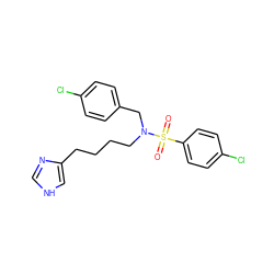 O=S(=O)(c1ccc(Cl)cc1)N(CCCCc1c[nH]cn1)Cc1ccc(Cl)cc1 ZINC000026262285
