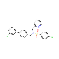 O=S(=O)(c1ccc(Cl)cc1)N(Cc1ccc(-c2cccc(Cl)c2)cc1)Cc1ccccn1 ZINC000049110273