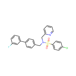 O=S(=O)(c1ccc(Cl)cc1)N(Cc1ccc(-c2cccc(F)c2)cc1)Cc1ccccn1 ZINC000049049202