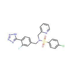 O=S(=O)(c1ccc(Cl)cc1)N(Cc1ccc(-c2nnn[nH]2)c(F)c1)Cc1ccccn1 ZINC000049089817