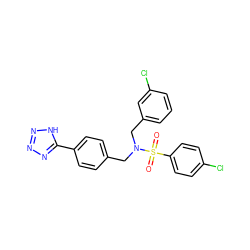 O=S(=O)(c1ccc(Cl)cc1)N(Cc1ccc(-c2nnn[nH]2)cc1)Cc1cccc(Cl)c1 ZINC000049036695