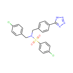 O=S(=O)(c1ccc(Cl)cc1)N(Cc1ccc(Cl)cc1)Cc1ccc(-c2nnn[nH]2)cc1 ZINC000049116608