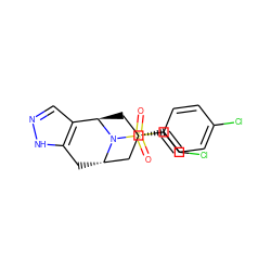 O=S(=O)(c1ccc(Cl)cc1)N1[C@H]2Cc3[nH]ncc3[C@H]1C[C@H](/C=C/Cl)C2 ZINC000195240008