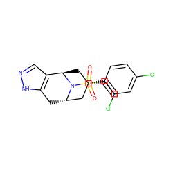 O=S(=O)(c1ccc(Cl)cc1)N1[C@H]2Cc3[nH]ncc3[C@H]1C[C@H](/C=C\Cl)C2 ZINC000195378013