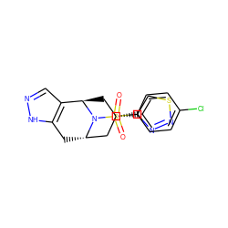 O=S(=O)(c1ccc(Cl)cc1)N1[C@H]2Cc3[nH]ncc3[C@H]1C[C@H](c1csnn1)C2 ZINC000195424943