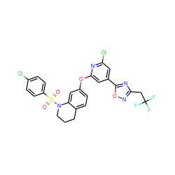 O=S(=O)(c1ccc(Cl)cc1)N1CCCc2ccc(Oc3cc(-c4nc(CC(F)(F)F)no4)cc(Cl)n3)cc21 ZINC000103263413